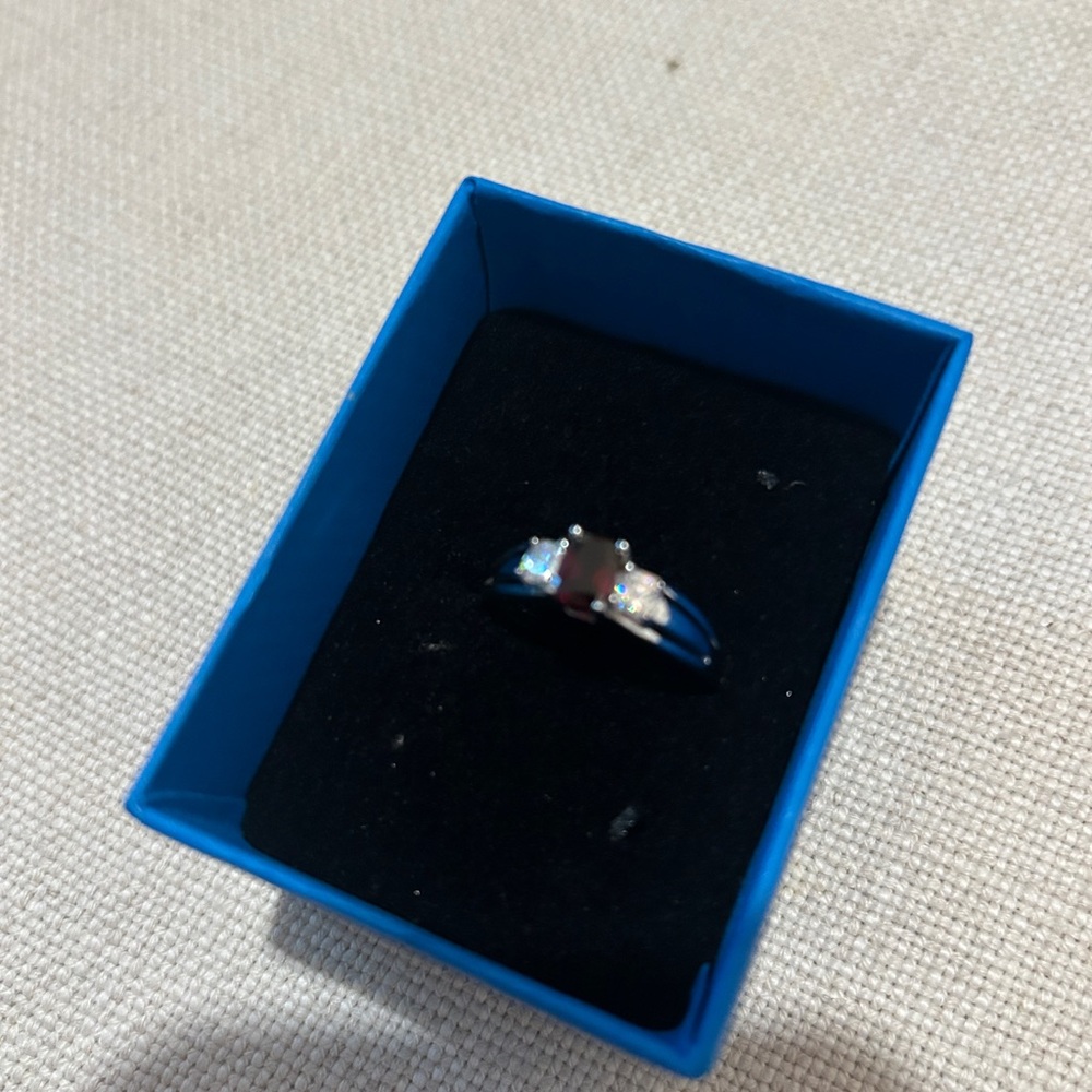 Sterling Silver Garnet Accent Ring in Deep Red